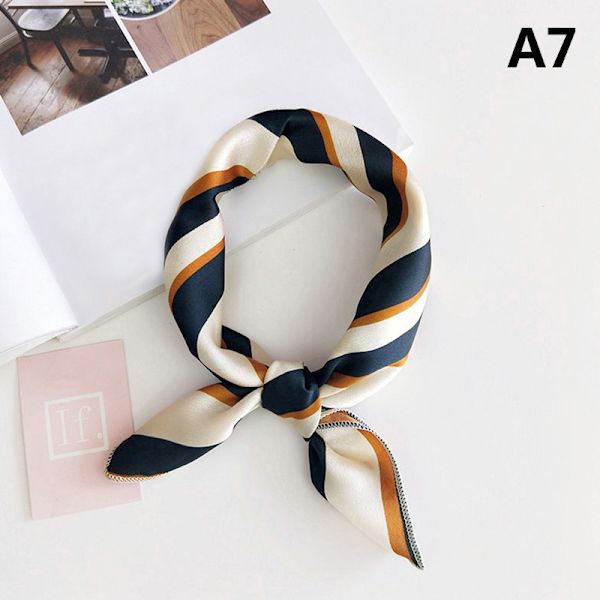 Naturlig sidenscarf Kvinnor Design Print Fyrkantig halsduk A7 A7