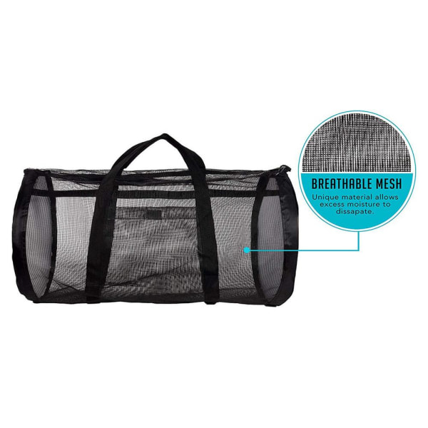 Multifunktionell snorkling, vikbar bärbar mesh i mesh svart stor large