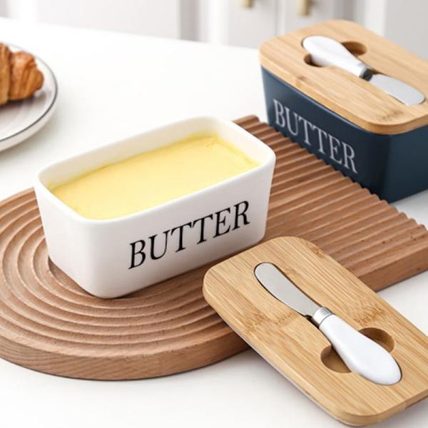 Nordic Butter Seal Box Smörfat Med Lock Och Knivar Red Red