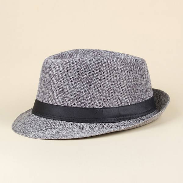 Retro hatt för män med bred brätte Vintage cap utomhus bowlerhattar Black Gray