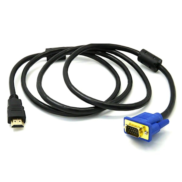 HDMI Hane till VGA Hane Video Converter Adapterkabel för PC DVD Svart one size