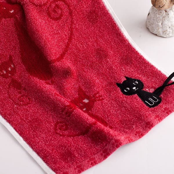Söt katt 100 % bomull, solid handduk Snabbtorkande mjuk blå 50*25cm brown