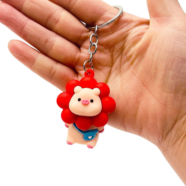 PVC Mjuklim Nytt e Sunflower Piglet Nyckelring Kvinna Bag Key White Red