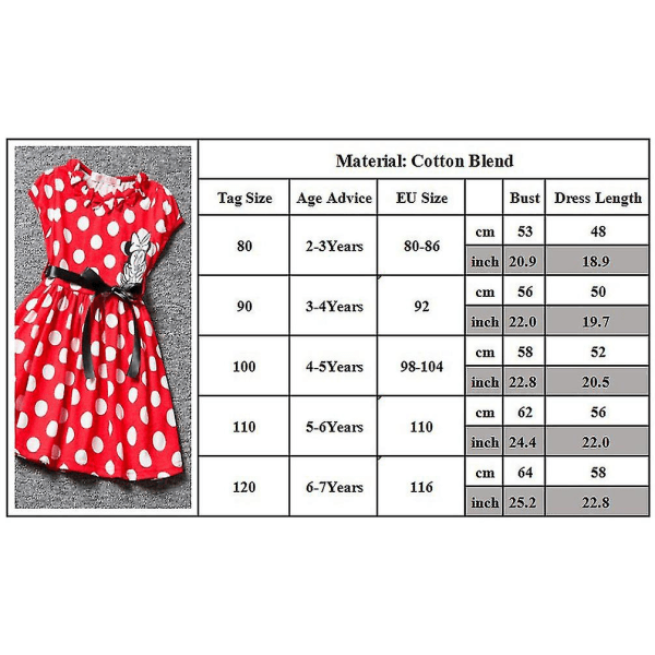Barn Flickor Summer Cartoon Minnie Mouse Bowknot Princess Swing Dress E A 4-5 år C 5-6 Years