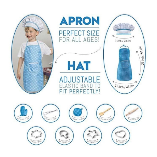 11:a Små flickor Förkläde Barn Matlagning Bakning Set Rollspel rosa blue