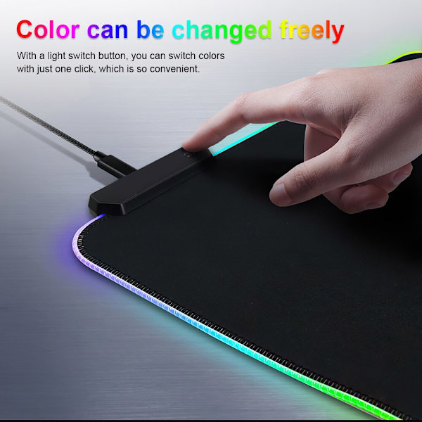 Musmatta LED-ljusande mus tangentbordsmatta Desktop-musmatta svart 250*350*3mm