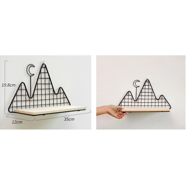 Metall Väggdekor Hylla Barnrum Dekoration svart 35cmx19,8cmx12cm