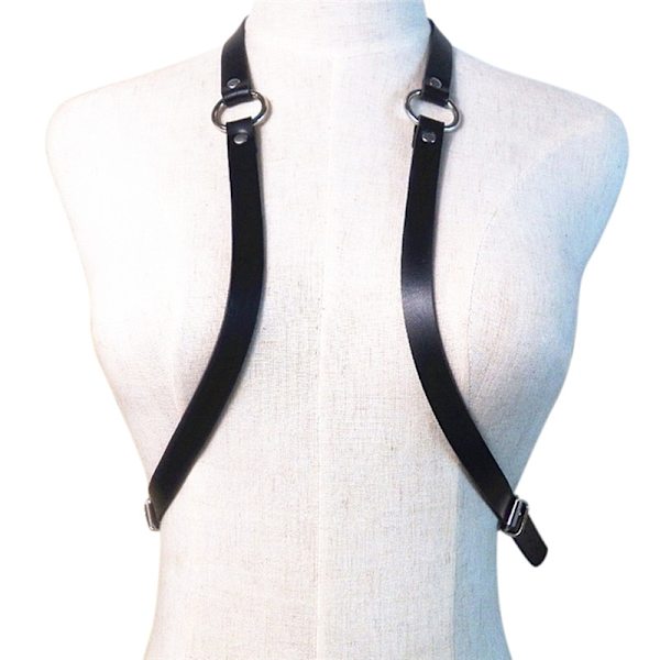 Sexiga Kvinnor Män Justerbart Läder Body Bröstsele Bälte Punk Black One Size