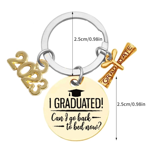 2023 Examen säsongspresent Graduate Rostfritt stål nyckelring guld rose gold