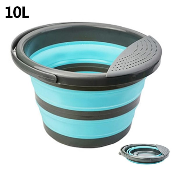 10 l hopfällbar hink bärbar camping utomhus blå 10L blue
