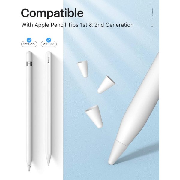 10-pack Spetsfodral för Apple Pencil 1/2, halkfria spetsar Pen Stylus iPencil Spetsfodral, Silikon Case Tillbehör, för iPad-pennor, vit