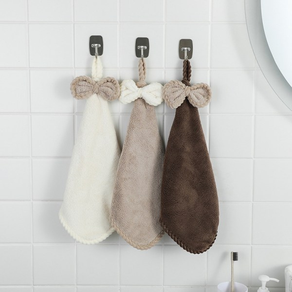 Bowknot Handdukar för kök Badrum Soft Snabbtorkande Beige lightr gray