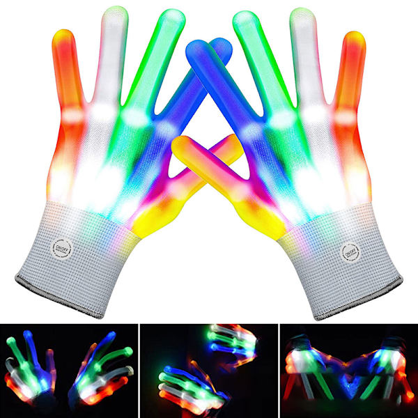 LED Luminous Gloves Lysande blinkande handskar Blå Multicolor