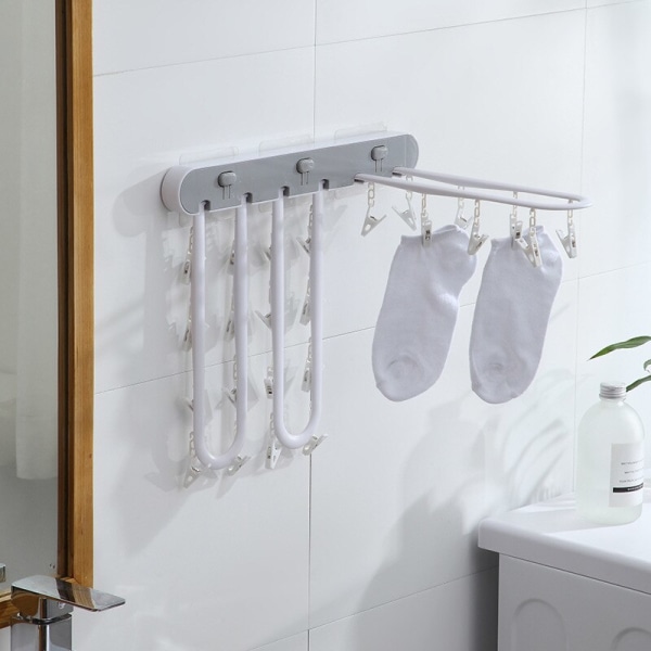 Stansfri vägghängande hopfällbar torkställning svart 36,5*30*2,5cm gray