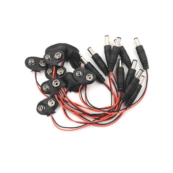 10 st Experimentell 9V batteri Snap power till DC Clip Hane One Size