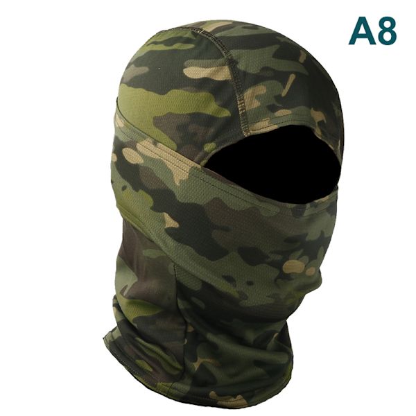 Kamouflage Balaclava Full Face Wargame Cykelhjälm Liner A1 A8