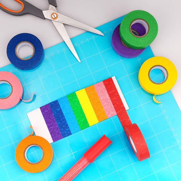 Färgad tejp för Craft, 8 rullar Rainbow Color