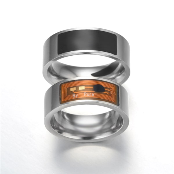 Vattentät NFC ring i rostfritt stål digital upplåsning för Android Black 11 Transparent 9