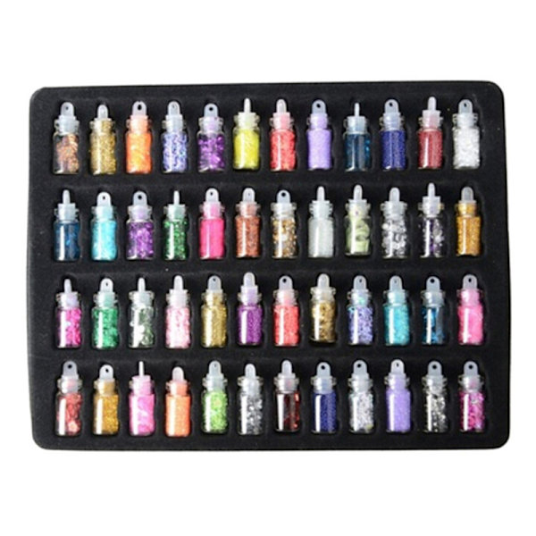 nya 48 färger glasflaska 3d nail art dekoration miniflaskor