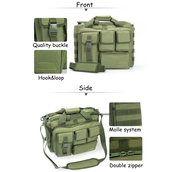 Militär taktisk handväska för bärbar dator khaki 35*30*15cm khaki