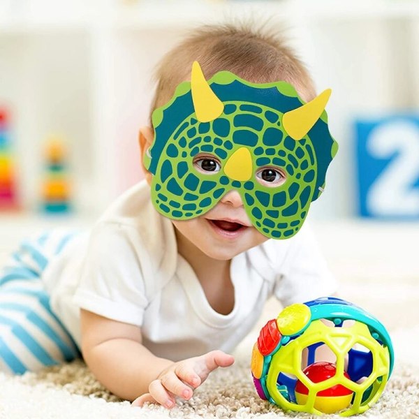 Dinosaur Party Masks Elastik EVA Filt Child Foam Dino Mask blå green+yellow