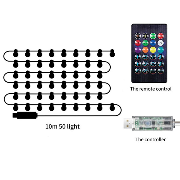 Utomhus julgran RGB String Lights dekoration 10m25leds 10m25leds