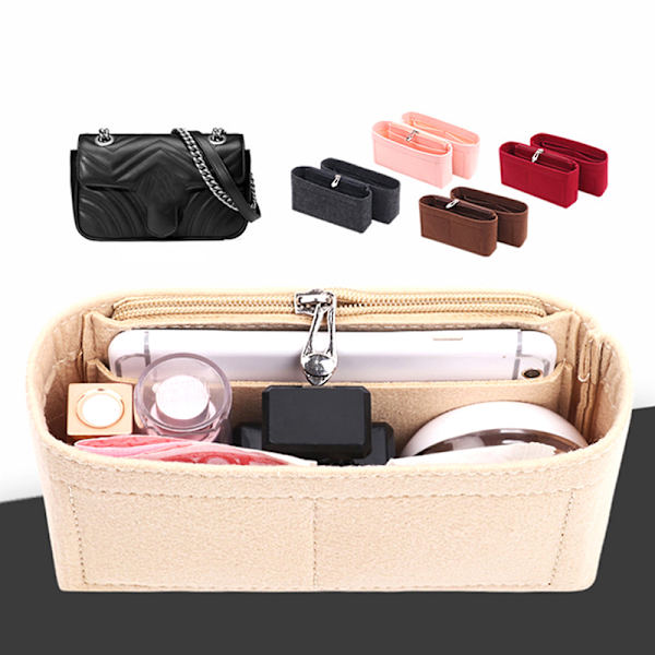 1:a Kvinnor Insert Bag Filt Tyg Handväska Organizer Bag Black StyleB S Red StyleB M