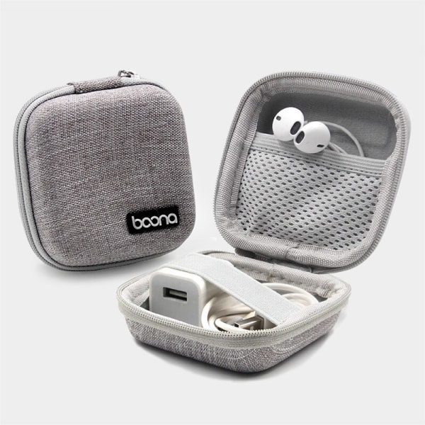 Mini Hörlursväska Hörlurar Case Box Förvaringsväska svart 8x8x4cm gray