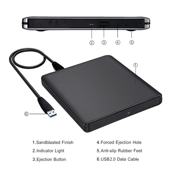 Extern USB 2.0 Optisk Drivrutin Spelare Silver