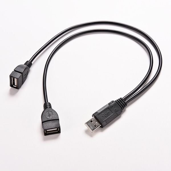 USB 2.0 A hane till 2 dubbla USB hona Jack Y Splitter Hub Power C Svart 1st