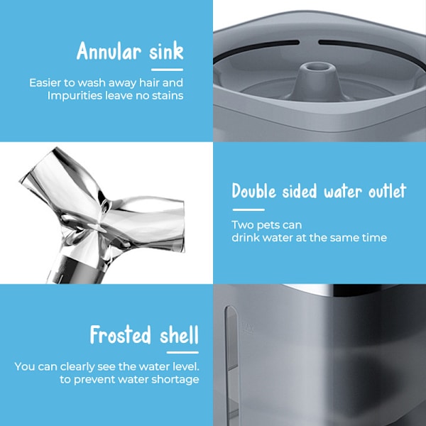Automatisk Cat Pet Water Dispenser Cat Drinking Fountain grön 165*165*155mm gray