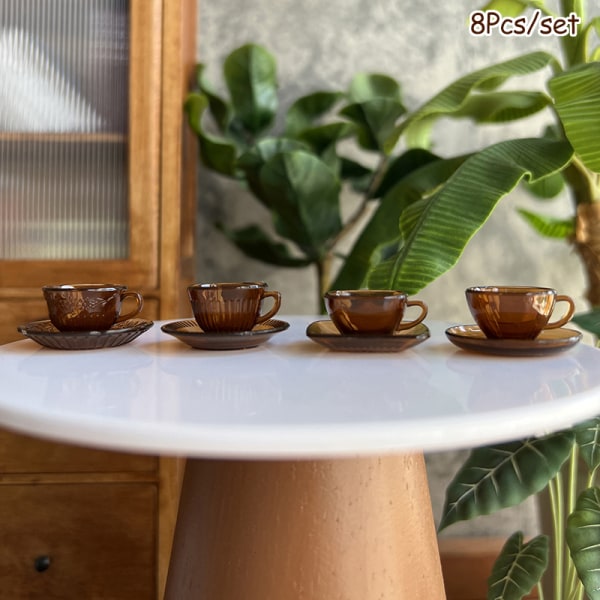 1Set Dockhus Miniatyr Tekopp Fat Kaffekopp Modell Gul Coffee