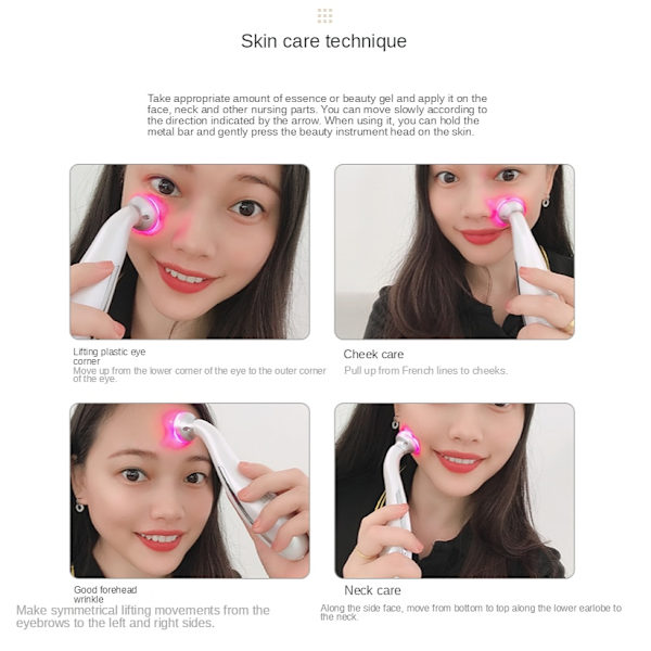 Eye Massager med värme och LED Photon RF Radio Frequency vit 198*76*45mm