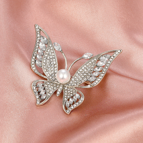 Dambrosch Butterfly Pearl Brosch kostymtillbehör