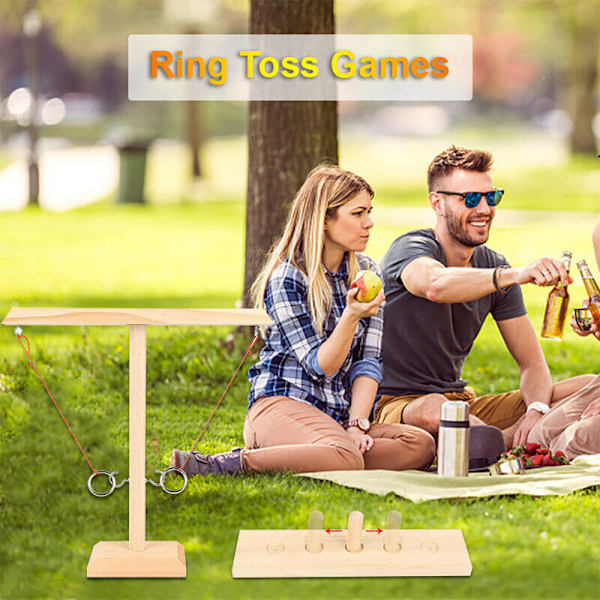 Hook and Ring Toss Battle Game Bordsskiva Ring Toss Vuxenspel Black 30.0*10.0*4.0 Wood Colour