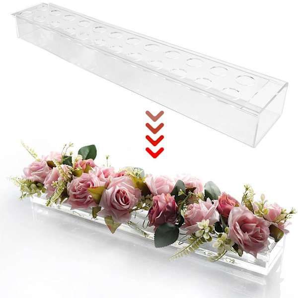 Klar akryl blomvas rektangulär blommor Mittpunkt för Din Transparent 60*10*6,5cm Transparent2 60*10*6.5cm