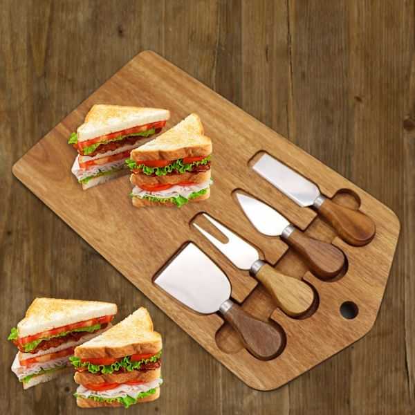 Ostbrädeknivar Set Användbara charkbrädetillbehör träfärg 36*20cm