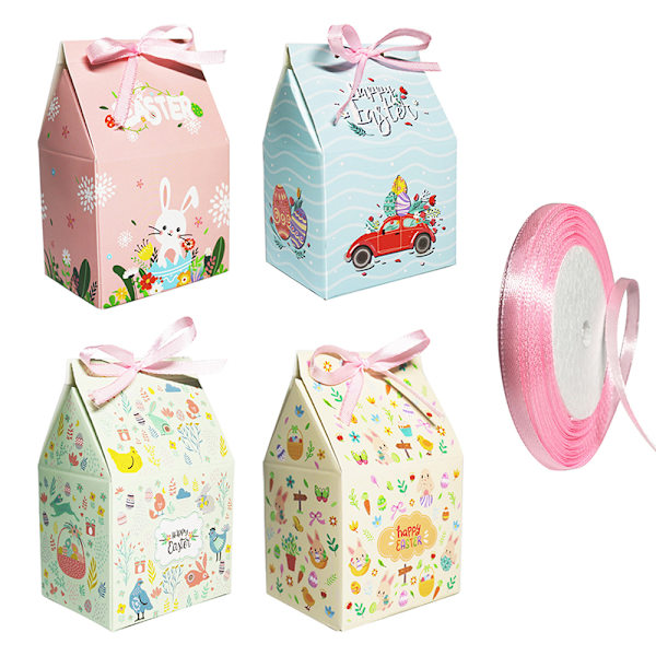 12 st påsk presentförpackningar Tecknade djur papperskartong med band 10,5x7x5cm