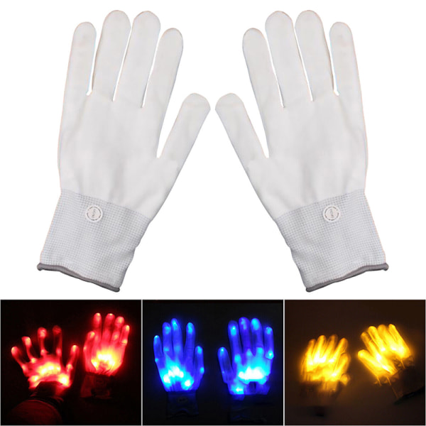 LED Luminous Gloves Lysande blinkande handskar Blå Multicolor