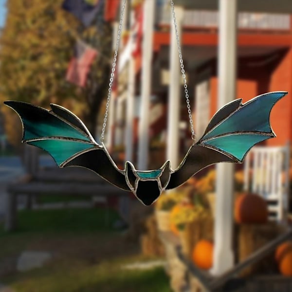 Halloween fladdermushänge färgglad akrylfladdermus hängande prydnad för hembil Red Brown Green Black