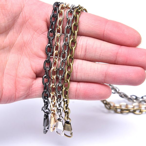 Metallkedja Axelremsväska Rem Axelväska Handtag Guld