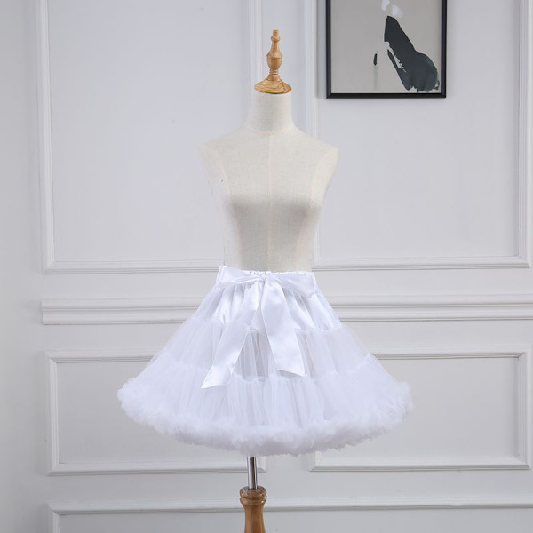 Damunderkjol Lolita Tutu Kjol Underkjol Kort Crinoline Co Vit en one size