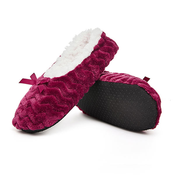Kvinnor flanell plysch halkfria tofflor förtjockade inomhus hemmaskor Mörkgrå 36/38 Red,36/38