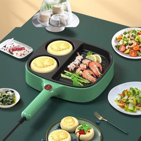 Elektrisk mini frukostmaskin stekpanna grön green