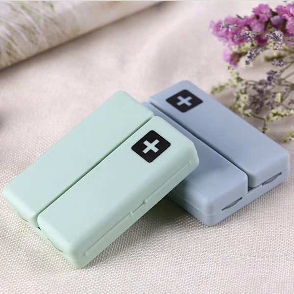Vikbar resemedicinhållare Pill Box Case blå 7x2,5x10cm beige