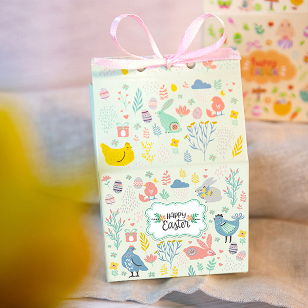12 st påsk presentförpackningar Tecknade djur papperskartong med band 10,5x7x5cm