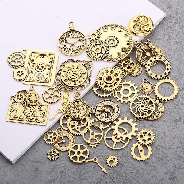 40 st metalllegering Steampunk Clock Charms Vintage DIY-hängen J Bronze