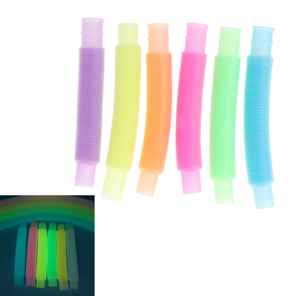 5 st Sensoriska Självlysande Pop Tube Fidget Leksak Stressreducerande Multifärgad