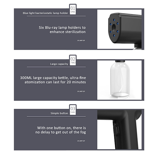 240ml handhållen spraydesinfektionsmaskin kontor svart black