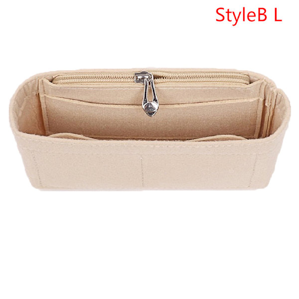 1:a Kvinnor Insert Bag Filt Tyg Handväska Organizer Bag Black StyleB S Khaki StyleB L